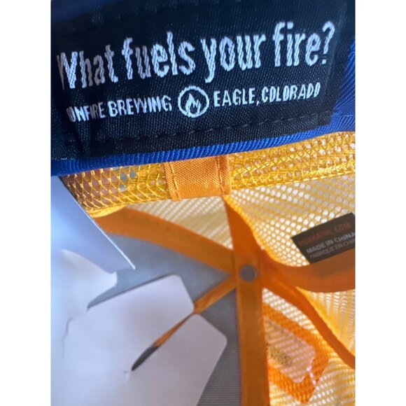 Bonfire Brewing Rope Hat Blue Gold Trucker Style Mesh Back Adjustable Snapback - Picture 7 of 7